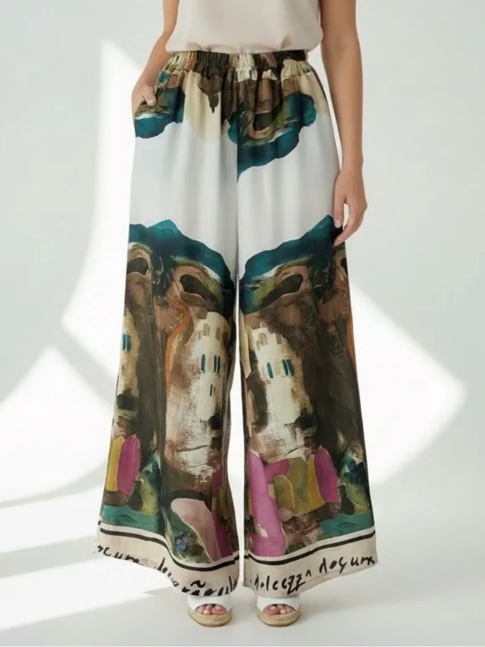 MADE IN ITALY 🇮🇹 Wide-Leg Printed Palazzo Pants in  Multi